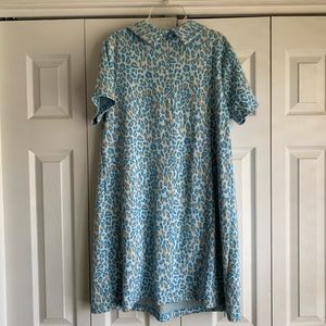 TYLER BOE KRISTEN DRESS BLUE LEOPARD LARGE